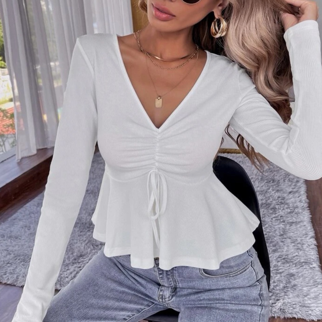 Drawstring Peplum Top